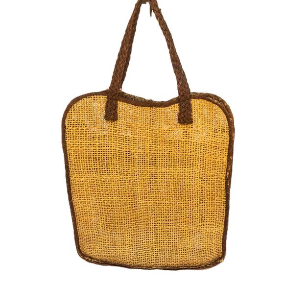Vintage Woven Jute 70s Beach Tote Shopping Bag - Picture 2 of 7